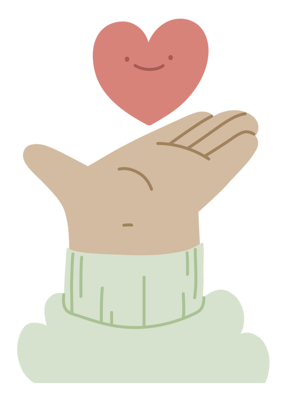 Hands - Show A cook's hand holding a heart with a smiley face